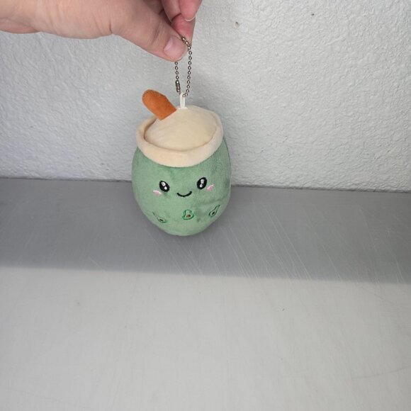 Kawaii Boba / Bubble Milk Tea Matcha Green Plushie Keyring - Picture 3 of 7